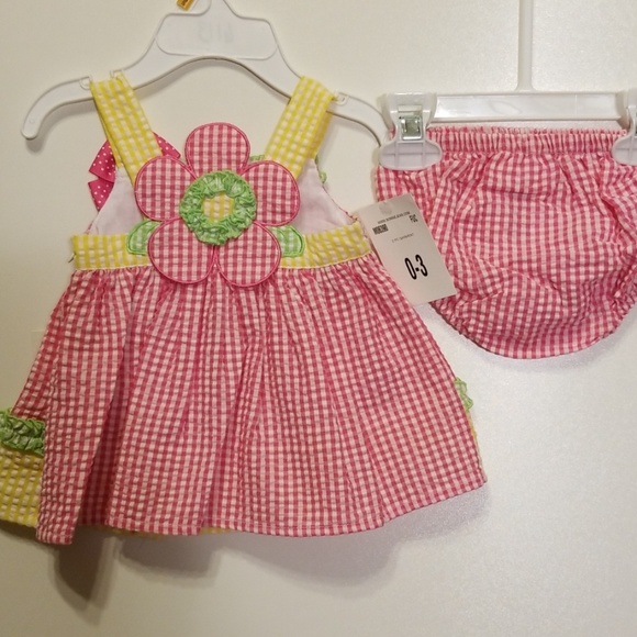 For Cheala New Bonnie Baby Pink Check Searsucker Set - Picture 2 of 5